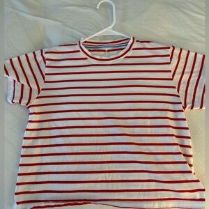 AYR cropped red and white stripe t shirt